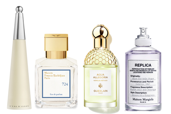 Issey Miyake L'EAU D'ISSEY, Maison Francis Kurkdijan 724 EDP, Guerlain Aqua Allegoria NEROLI VETIVER, Maison Margiela Replica WHEN THE RAIN STOPS Issey Miyake L'EAU D'ISSEY, Maison Francis Kurkdijan 724 EDP, Guerlain Aqua Allegoria NEROLI VETIVER, Maison Margiela Replica WHEN THE RAIN STOPS