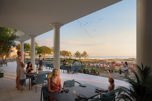 Von der Terrasse des Cavallino Bianco überblickt man den Strand