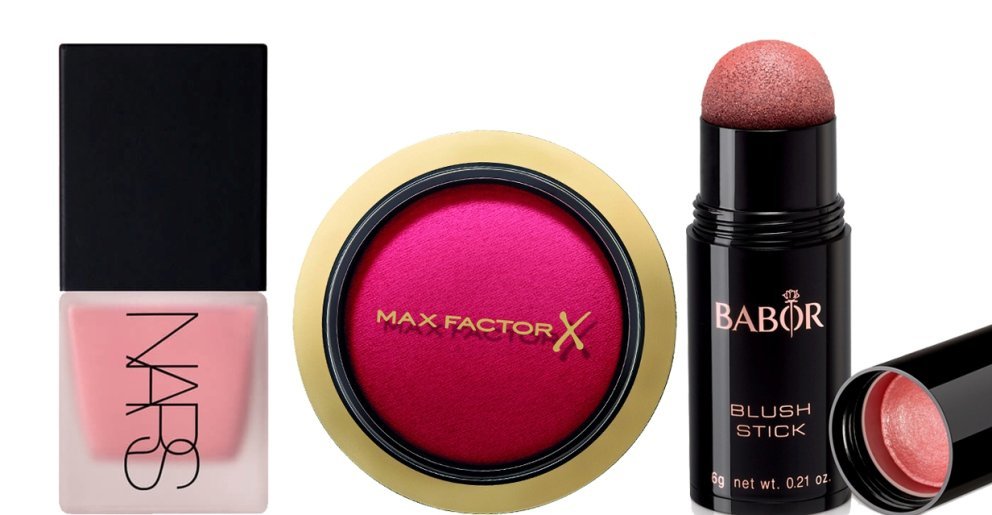 Max Factor Creme Puff Blush, Nars Liquid Blush, Babor Age ID Blush Stick