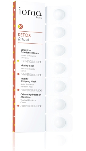 Die Detox Ritual Tabs sind der beste Weg, um IOMA Bestseller kennen zu lernen. Praktisch, effizient und mühelos, enthält es 4 essentielle Produkte für Ihre Schönheitsroutine.