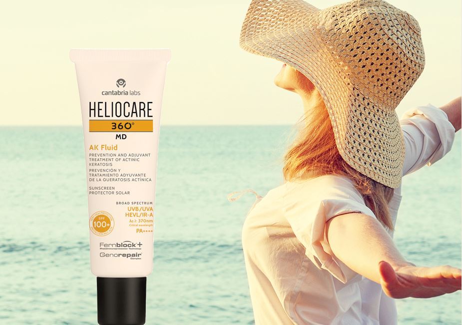 Mit Heliocare 360° AK Fluid wurde eine spezielle Sonnencreme entwickelt, welche mit einem Lichtschutzfaktor von 138 nicht nur einen sehr hohen Sonnenschutz bietet, sondern mit Reparatur-Enzymen potentielle Erbgutschäden in der Hautzelle repariert