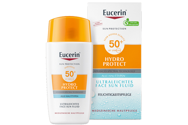 Hydro Protect Face Sun Fluid LSF 50+ von Eucerin liefert Sonnenschutz und intensive Feuchtigkeit zugleich