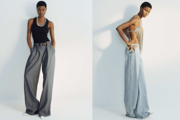 Die Kollektion spielt mit den für Stella McCartney typischen Facetten und Styles, rechts die Crystal Cut-Out-Jeans