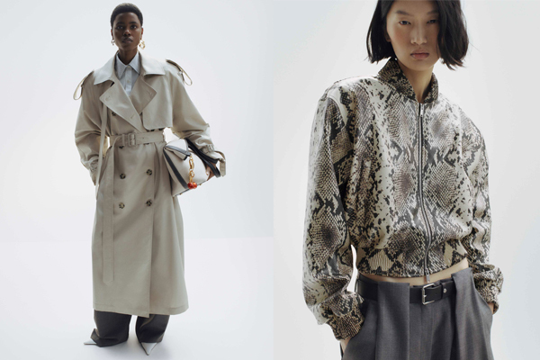 Der Oversize Trenchcoat und die Faux Snakeskin Bomber Jacke zählen zu den Signature Pieces der Stella McCartney X H&amp;M Kollektion