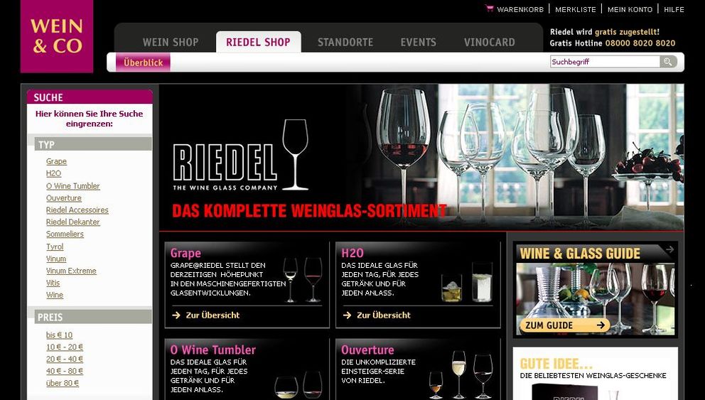 Riedel Shop auf www.weinco.at
