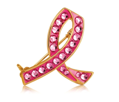 Pink Ribbon Pin mit Swarovski Kristallen