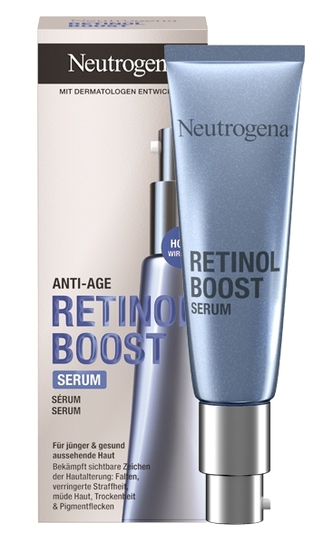 Das Neutrogena Retinol Boost Serum ist ein hoch wirksames Anti-Age Gesichtsserum mit Retinol, Myrtenblatt-Extrakt &amp; Hyaluronsäure und sorgt für jünger &amp; gesund aussehende Haut