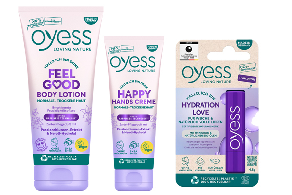 Body- und Handlotion von OYESS mit der neuen Happiness Technology
