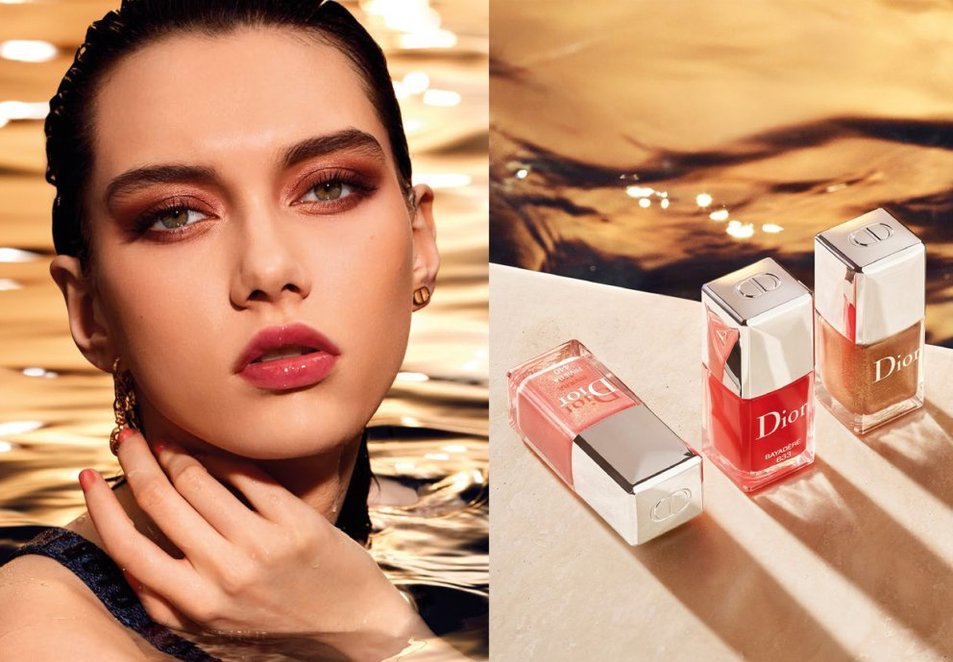 Der legendäre Nagellack Dior Vernis mit Pfingstrosen- und Pistazienblütenextrakten holt die Farben des Sonnenscheins auf die Fingerspitzen. 