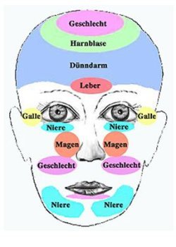 Reflexzonen des Gesichtes